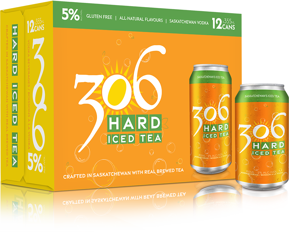 Box and a can of 306 Hard Iced Tea
